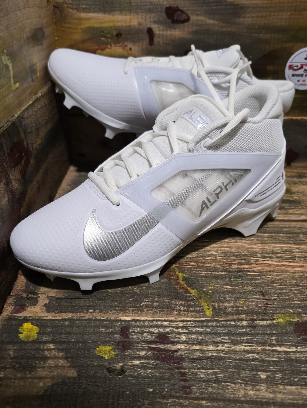 Nike Alpha Menace 4 Pro Men's Size 7 White Grey Football Cleats FD7037-101 New